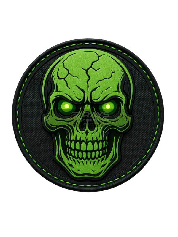 Custom PVC Glow-in-the-Dark Green Patch with LED Eyes
