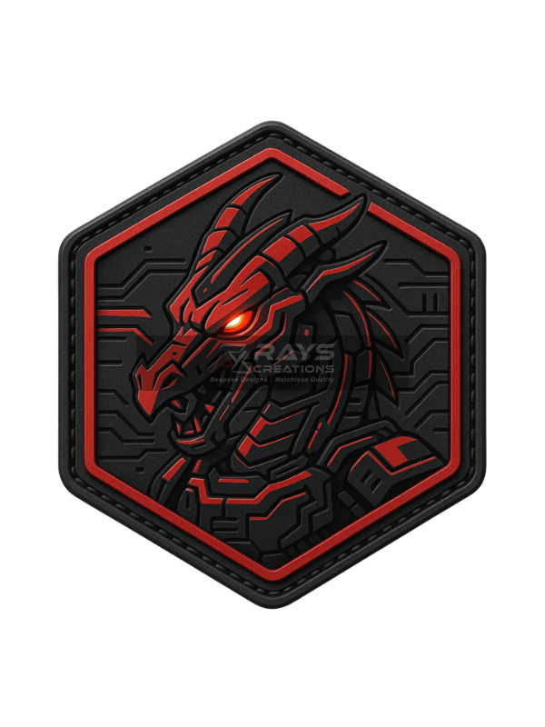 Custom PVC Red Dragon Hexagonal Tactical Patch