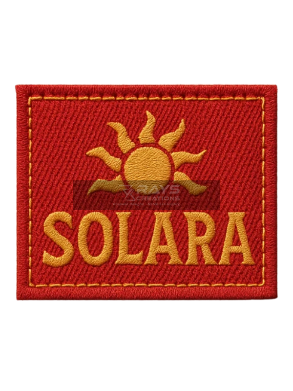 Custom Woven Patch Solara Sun Design