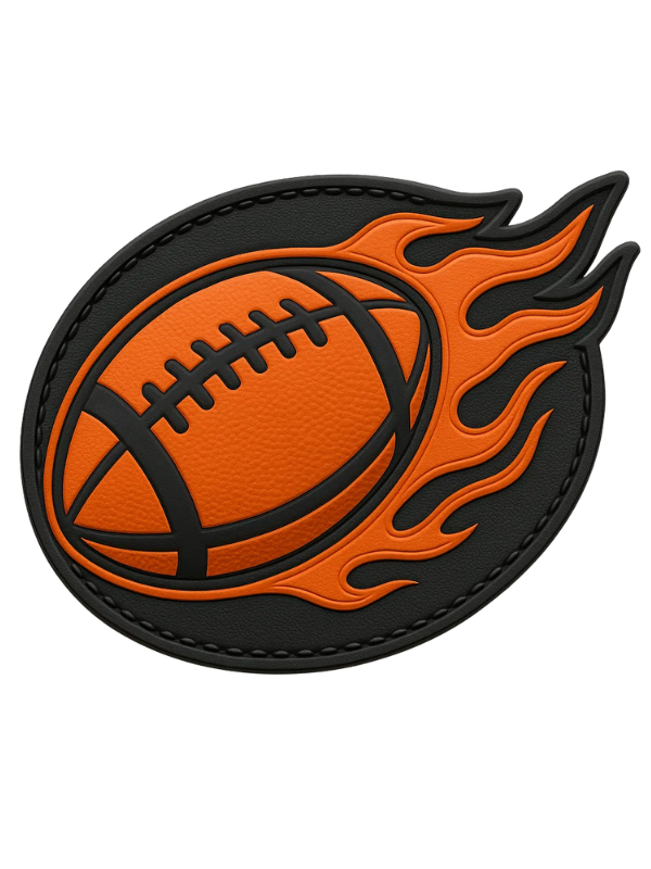 customized PVC Flaming Football Patch