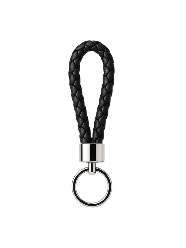 Black Braided Leather Loop keychain wholesale