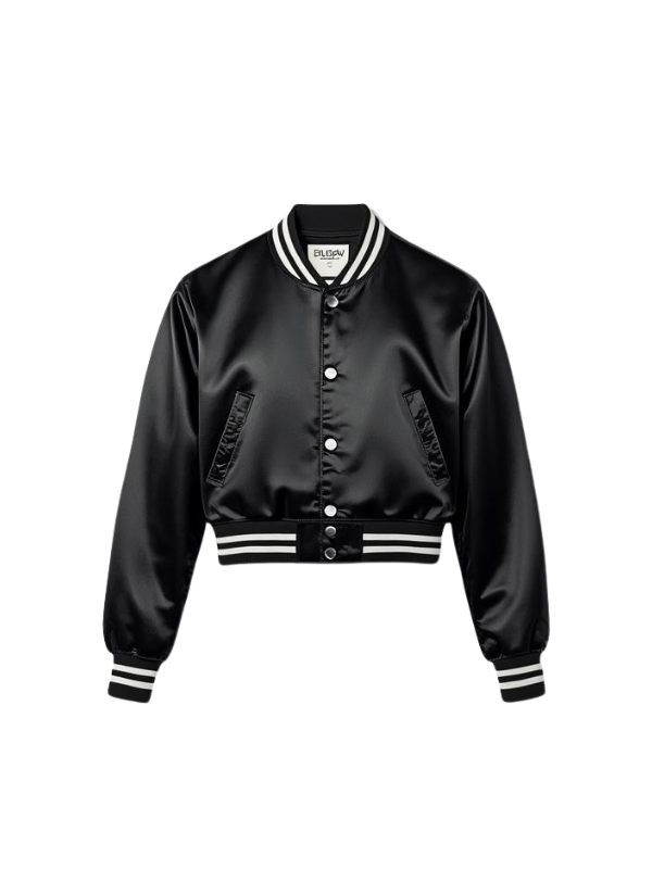 Black Satin Varsity Jacket manufacturer