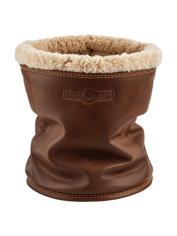 Brown Leather Neck Gaiter with Fur