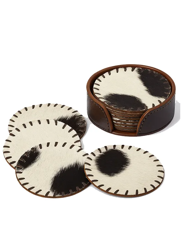 Cowhide Leather Tea Coasters Wholesaler
