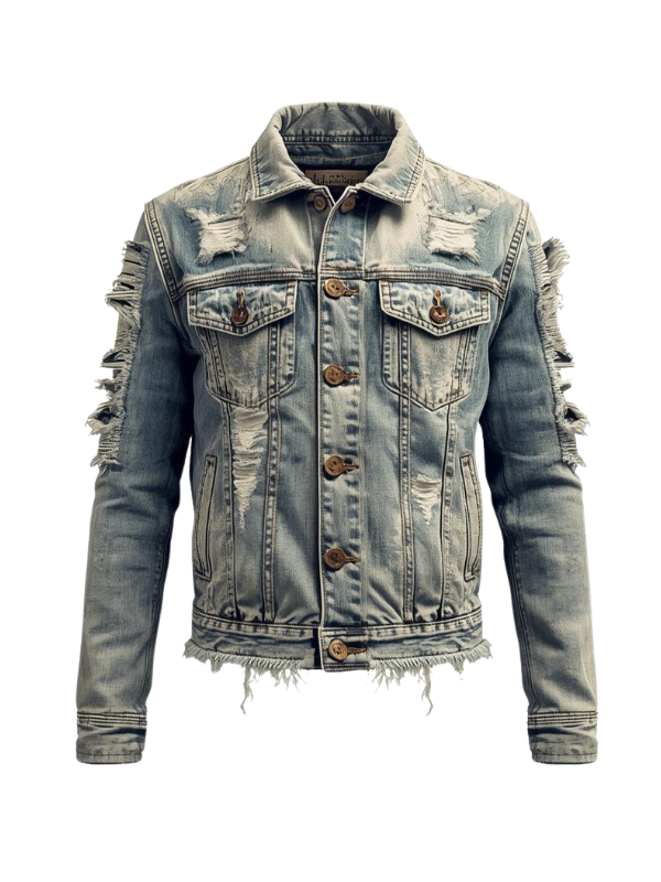 Distressed Ripped Denim Jacket manufacturer
