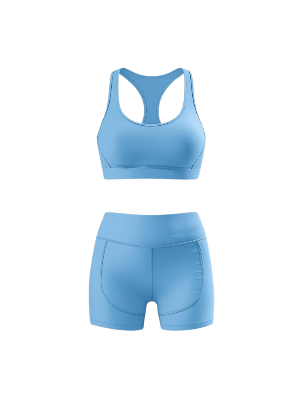 Light Blue Sports Bra and Shorts Gym Set manufacturer