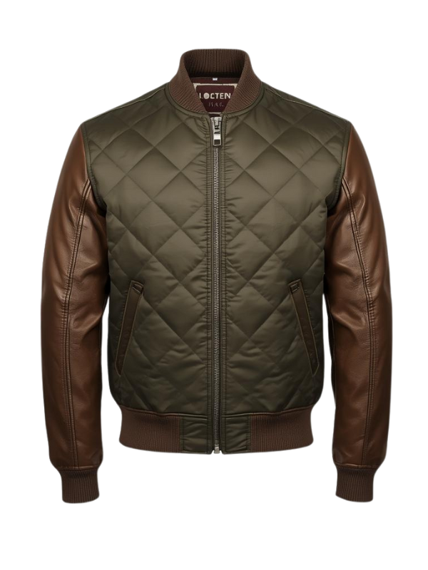 Olive Quilted Varsity Jacket manufacturer