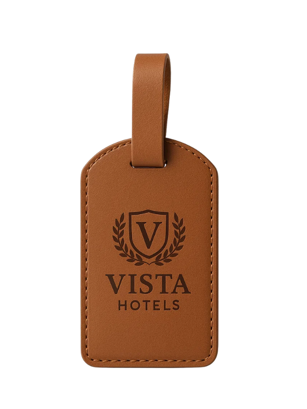 Tan Brown Leather Luggage Tag