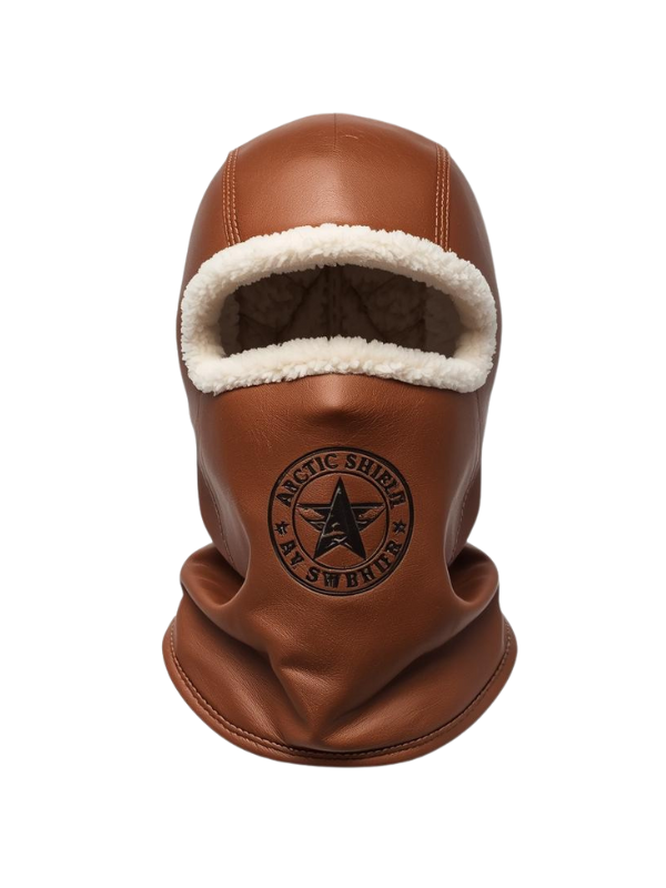 custom Brown Leather Neck Gaiter with Fur