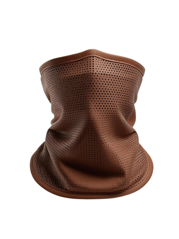 custom Brown Perforated Leather Neck Gaiter