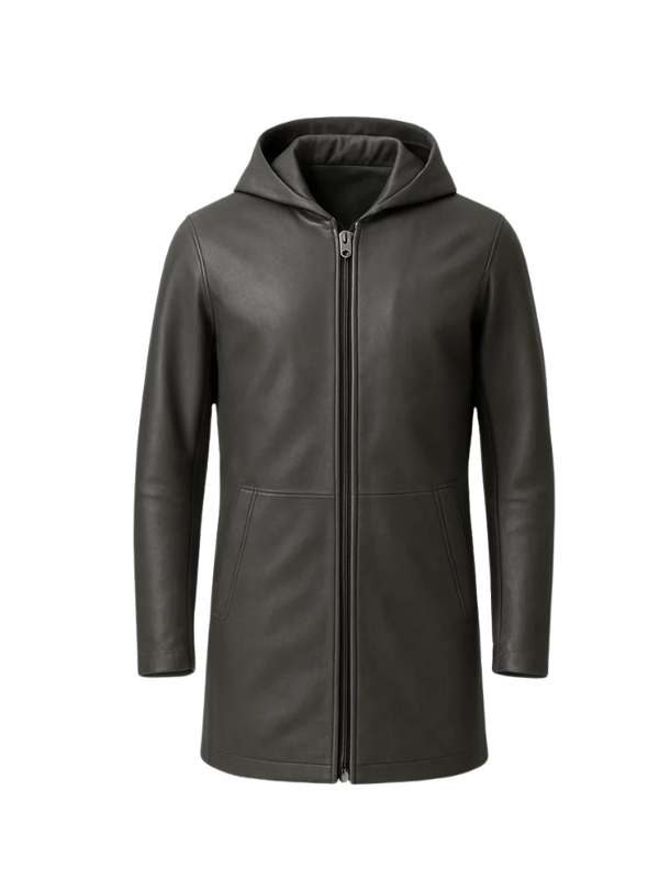 custom Hooded Leather Coat