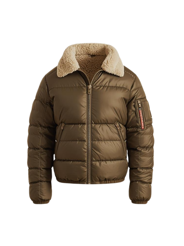 custom Longline Olive Green Puffer Jacket