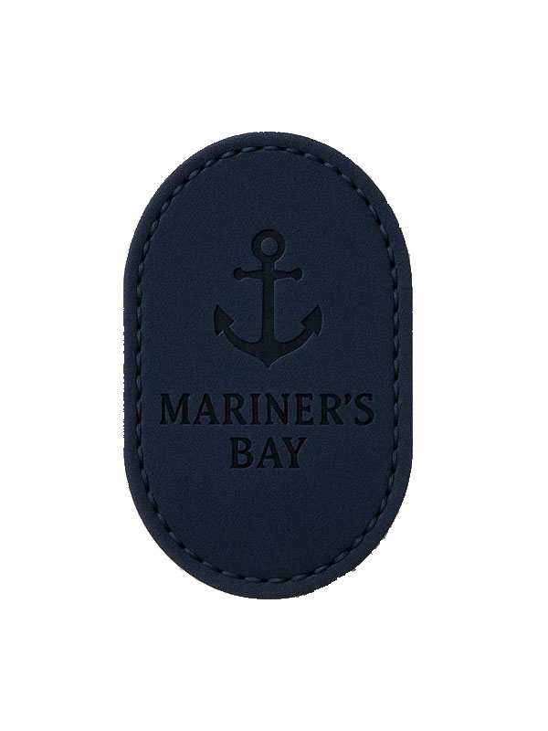 custom Oval Navy Leather Badges