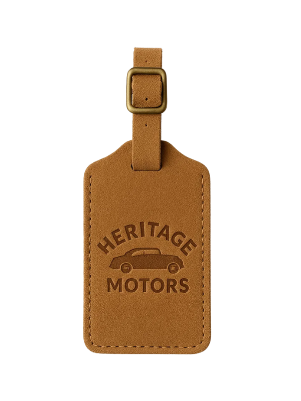custom Tan Suede Leather Luggage Tag