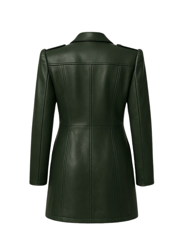 wholesale Double-Breasted Leather Coat