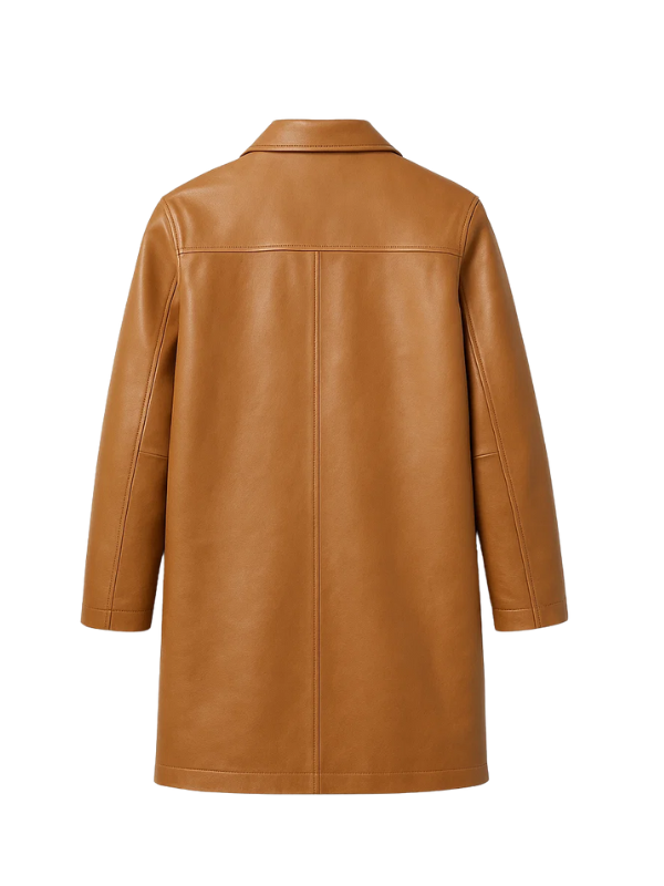 wholesale Tan Brown Leather Coat