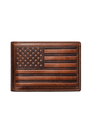 Wholesale RFID Blocking USA Flag Bifold Leather Wallet