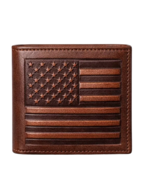 Wholesale USA Flag Embossed Trifold Leather Wallet