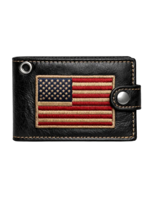 Wholesale USA Flag Embroidered Leather Bifold Wallet