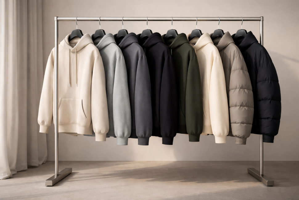 high quality american clothing brands premium hoodie and jacket display