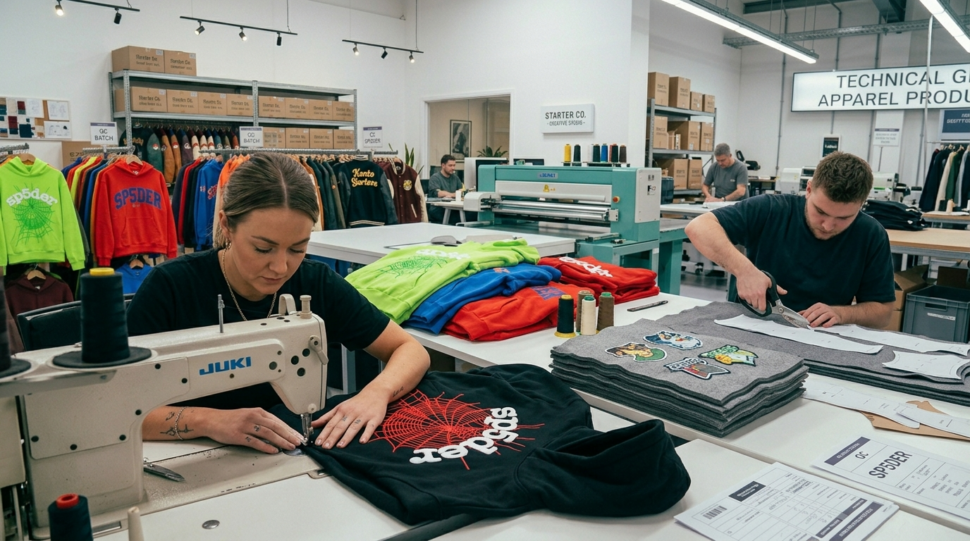 Sp5der hoodie supplier and apparel production process