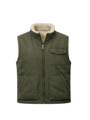 Wholesale Rugged Washed Duck Canvas Sherpa-Lined Mock-Neck Vest