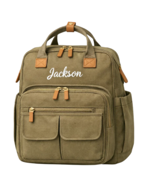 bulk Canvas Diaper Backpack with Name Print