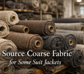 coarse fabric for some suit jackets bulk rolls in textile warehouse