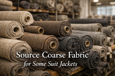 coarse fabric for some suit jackets bulk rolls in textile warehouse
