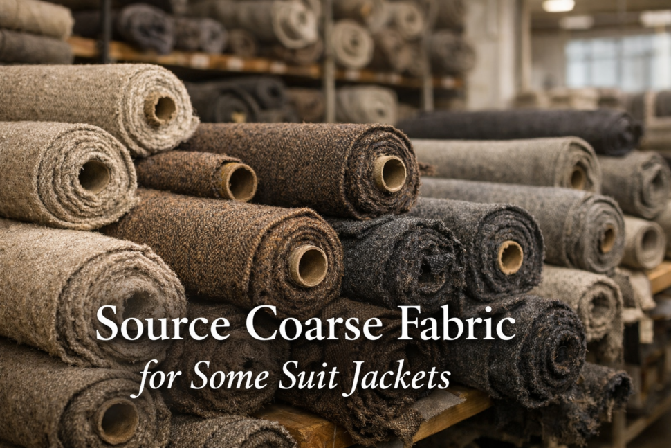 coarse fabric for some suit jackets bulk rolls in textile warehouse