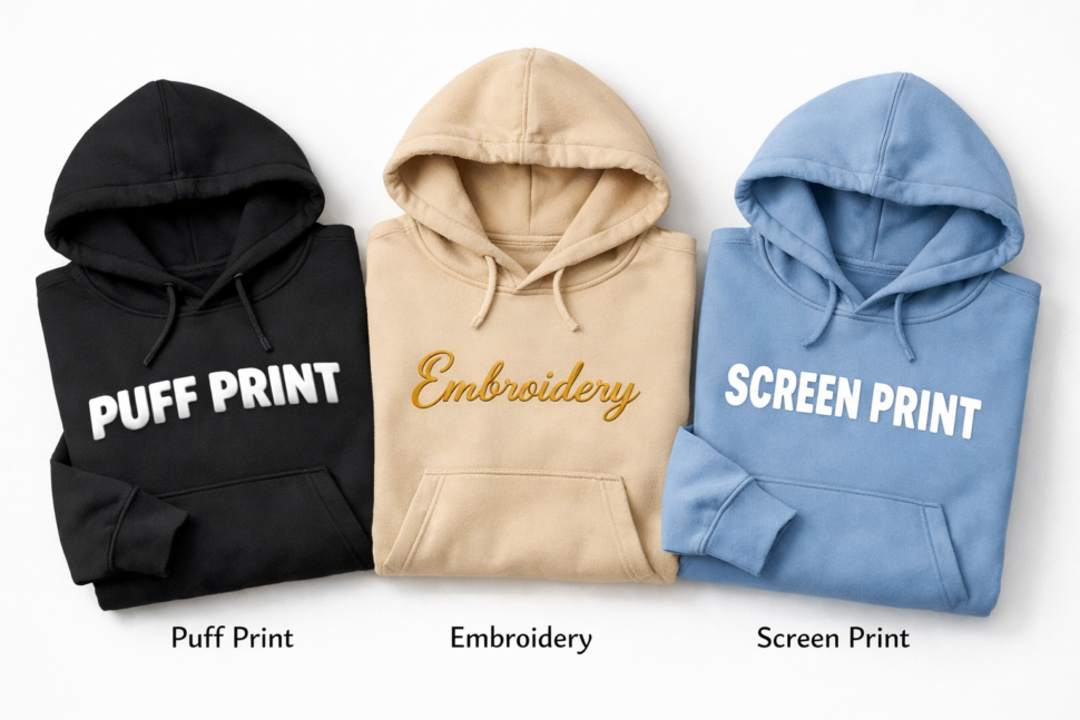 custom embroidery and puff print manufacturing