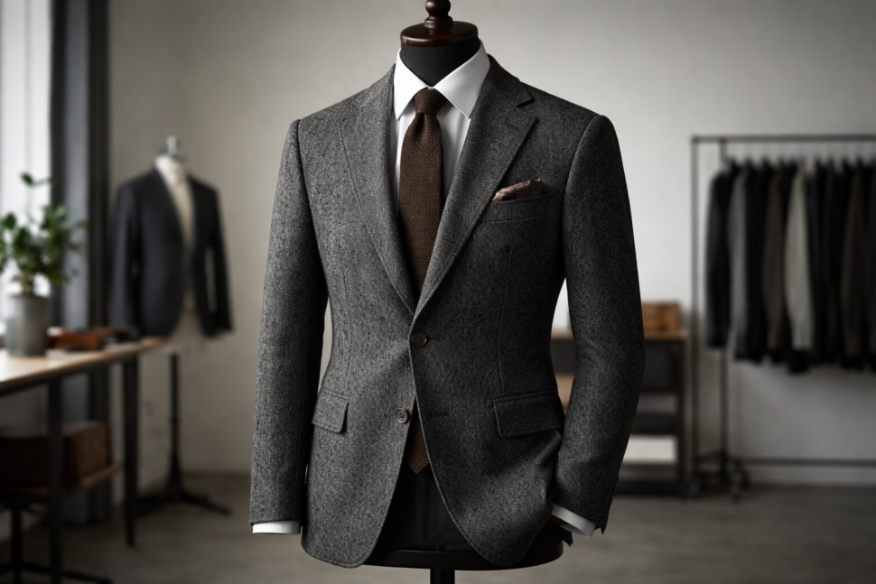 heavy weave fabric for blazers finished suit jacket look