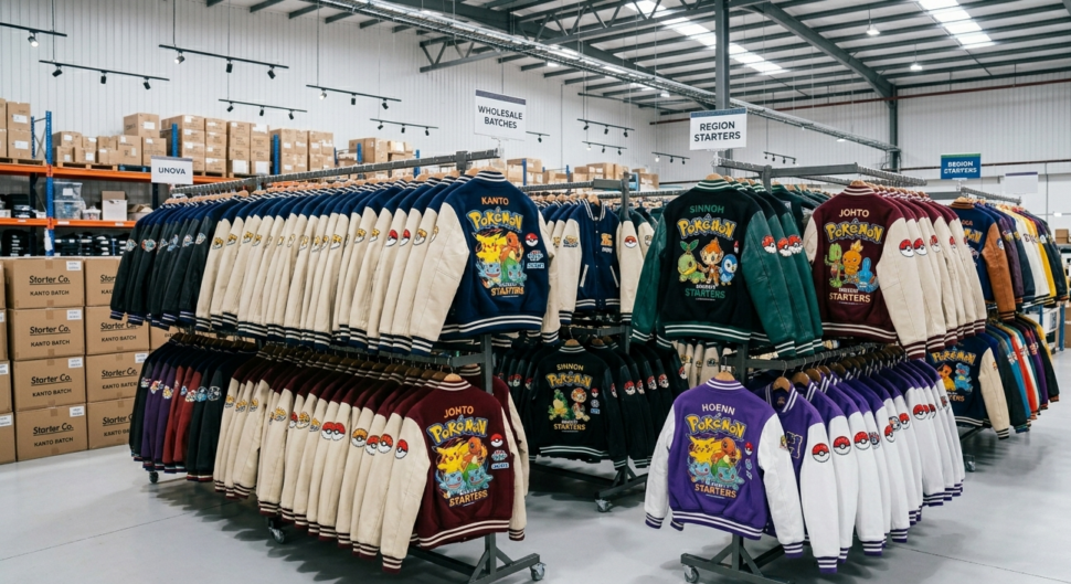 pokemon starter jacket bulk supplier inventory display