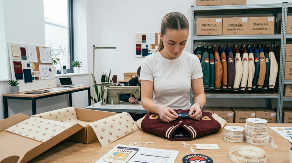 pokemon starter jacket private label branding and packaging