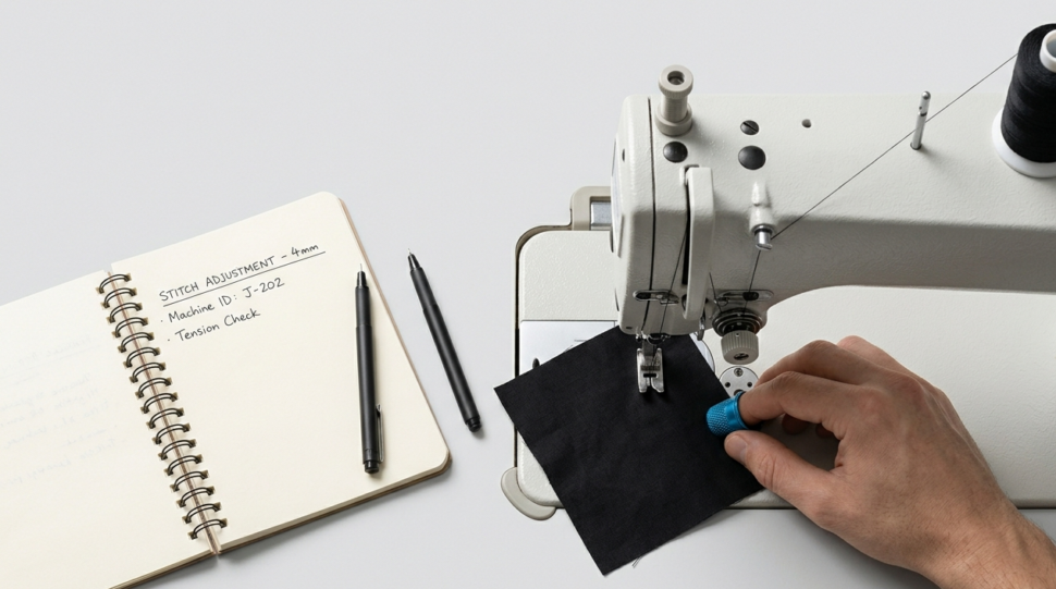 Close-up of a skilled garment sample sewer working on a custom clothing prototype in a USA facility.