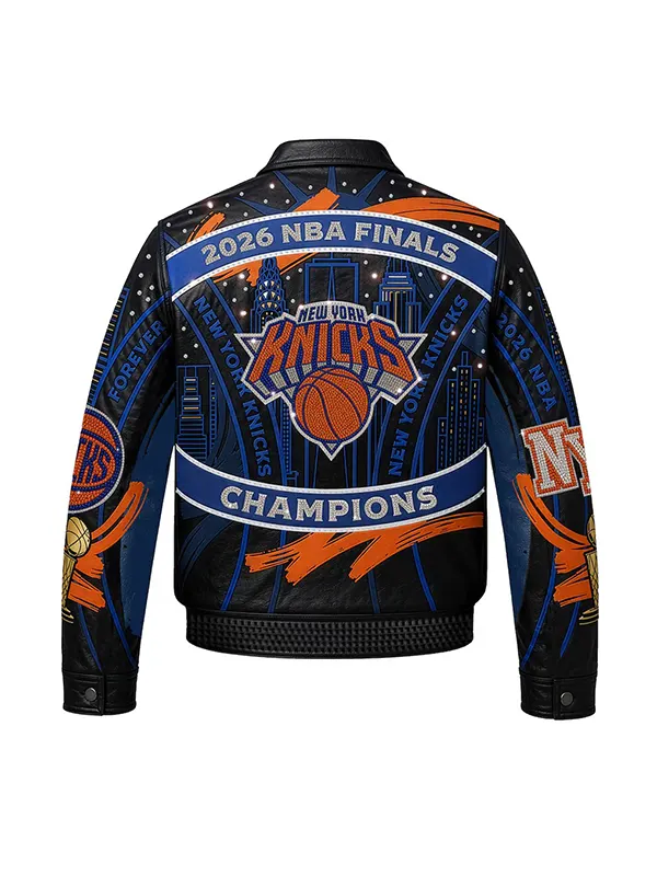 Wholesale Knicks NBA Finals crystal leather jacket