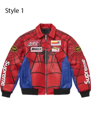 Wholesale Supreme Spiderman Bomber Leather Jacket