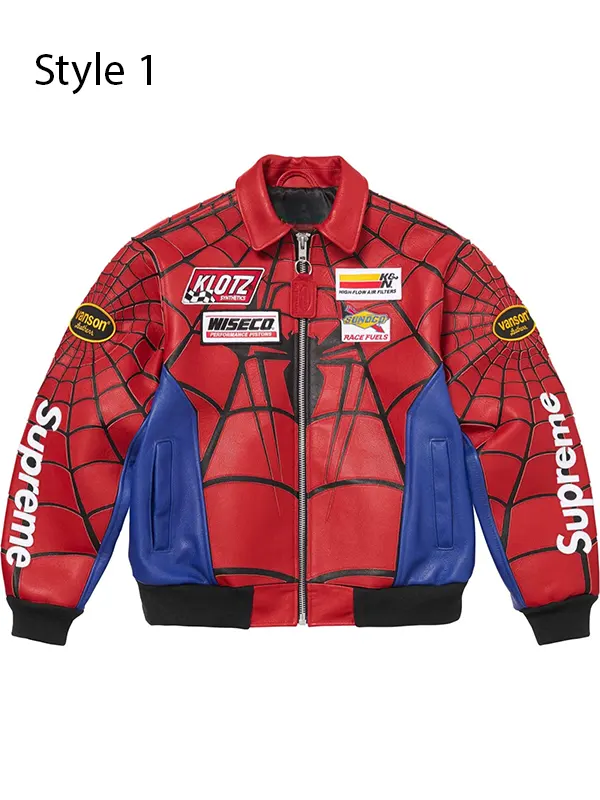 Wholesale Supreme Spiderman Bomber Leather Jacket