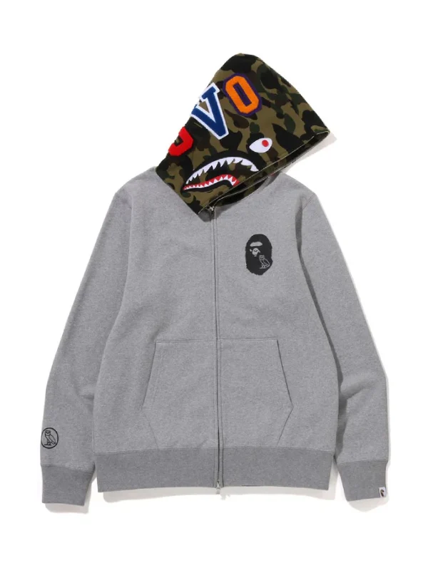 Wholesale BAPE x OVO Shark Grey Zip Up Hoodie
