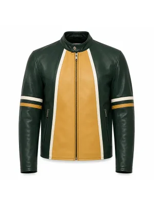 Wholesale Men’s Green Leather Cafe Racer Jacket