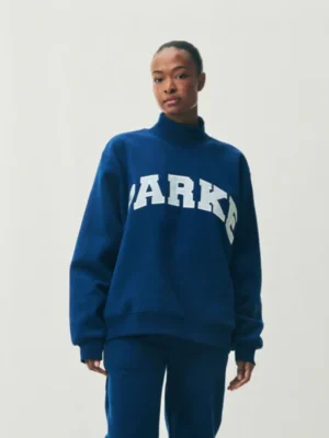 Wholesale Parke Holiday Varsity Turtleneck Sweatshirt Blue
