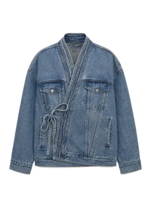 Wholesale Womens Cotton Lapel Wrap Denim Jacket