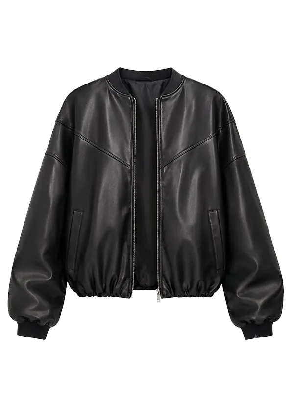 Wholesale Womens Oversized Black Bomber Jacket