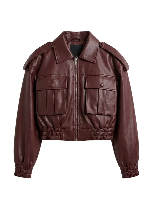 Wholesale Womens Oversized Faux Leather Bomber Jacket