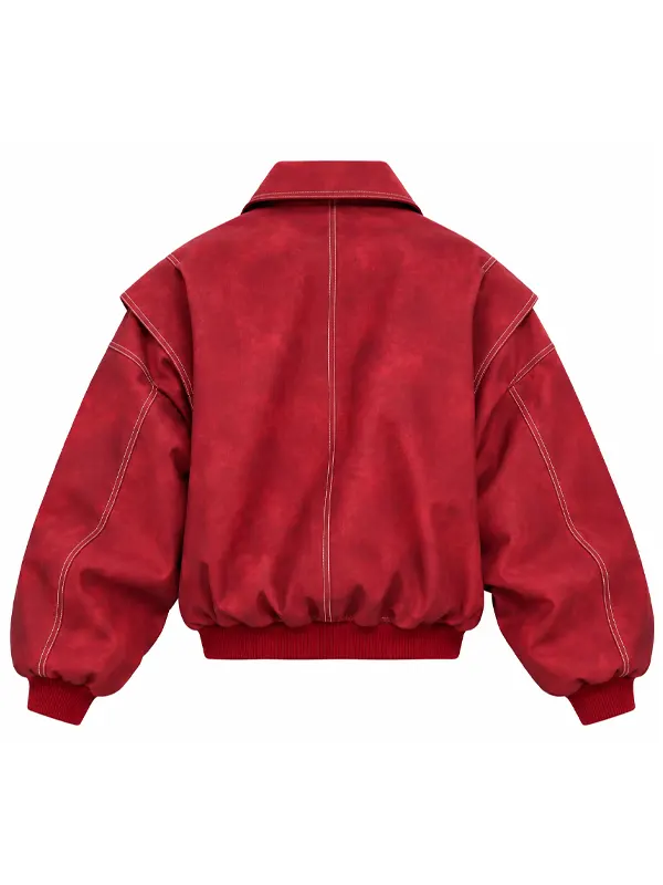 Wholesale Women Oversized Red Bomber Jacket - Image 2