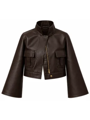 Womens Leather Bomber Jacket