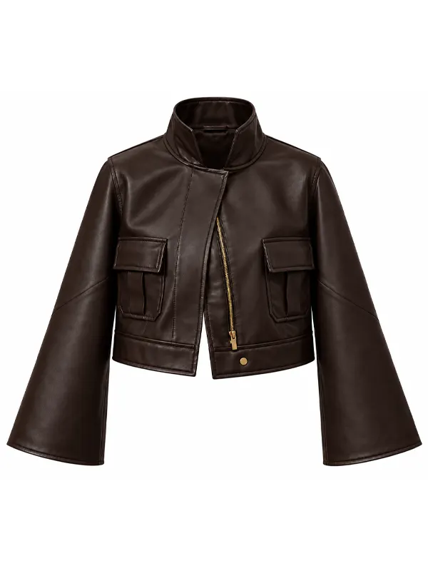 Womens Leather Bomber Jacket